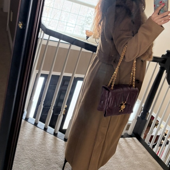 MK Michael Kors belted Woolf face fur collar coat camel brown xs classic beauty - Picture 7 of 12